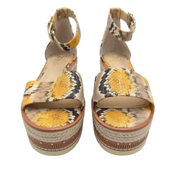 Vince Camuto Meestana Leather Textured Python Snake Platform Espadrille Sandals - Picture 3 of 9